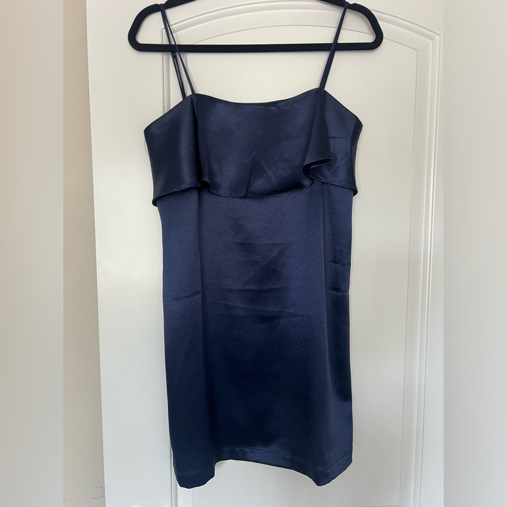 Navy Blue Satin Dress